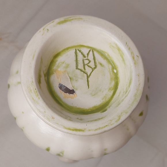 Vintage Green and White Ceramic Pitcher - Picture 6 of 6